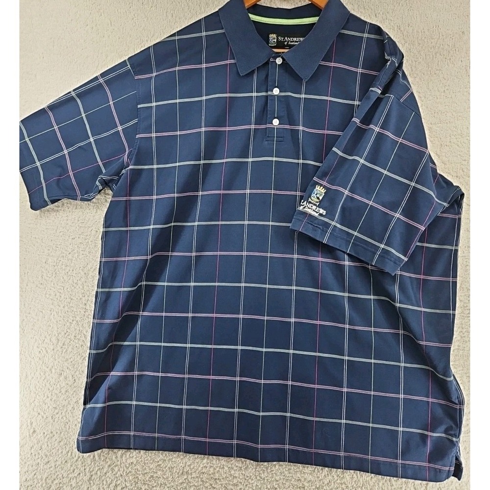 St. Andrews of Scotland Mens XX L Shirt Golf Polo Blue  Sleeve Logo Great Price!